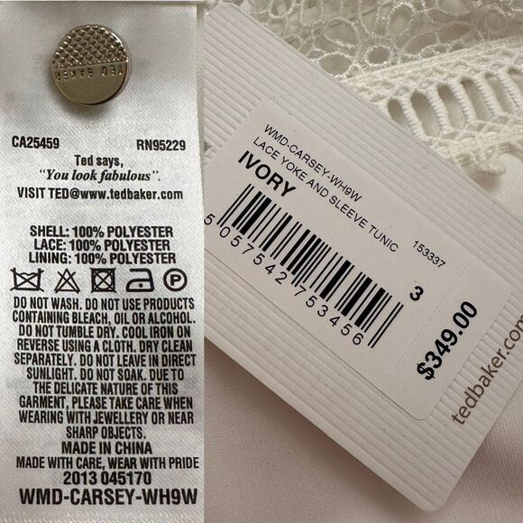 Ted Baker Carsey Crocheted Lace Yoke Shift Dress Ivory TB3 US8 - Picture 12 of 13